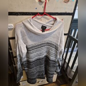 Pure Women's Black and White Ombre Cowl Neck Sweater